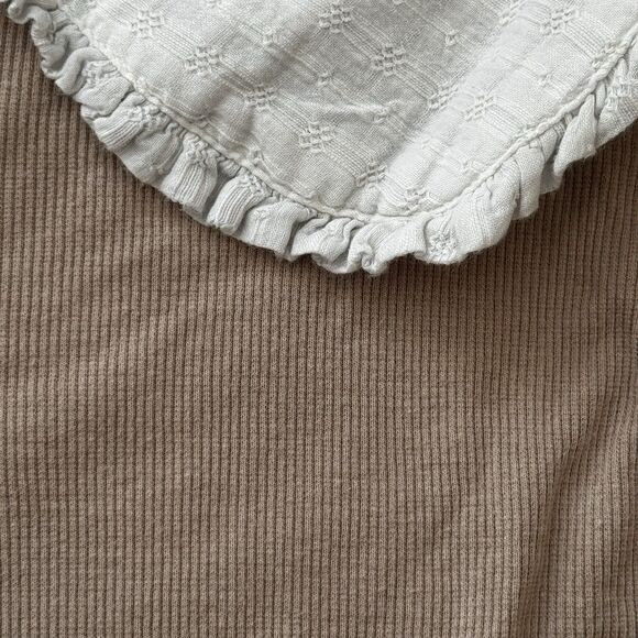 Pilcro Anthropologie Cottagecore Peter Pan Collar Top Taupe 3X Romantic Prairie - Picture 7 of 16